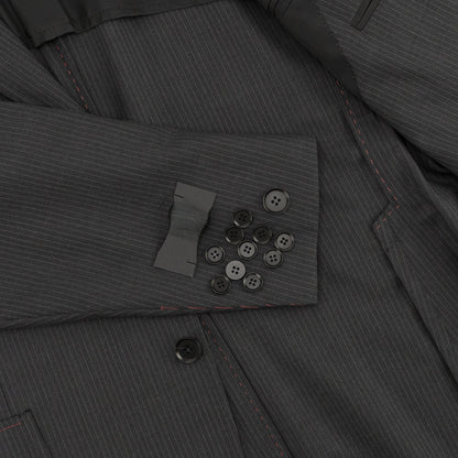 $6850 ISAIA NAPOLI "Capri" Charcoal Gray Suit Hand-Sewn Fine Wool Striped
