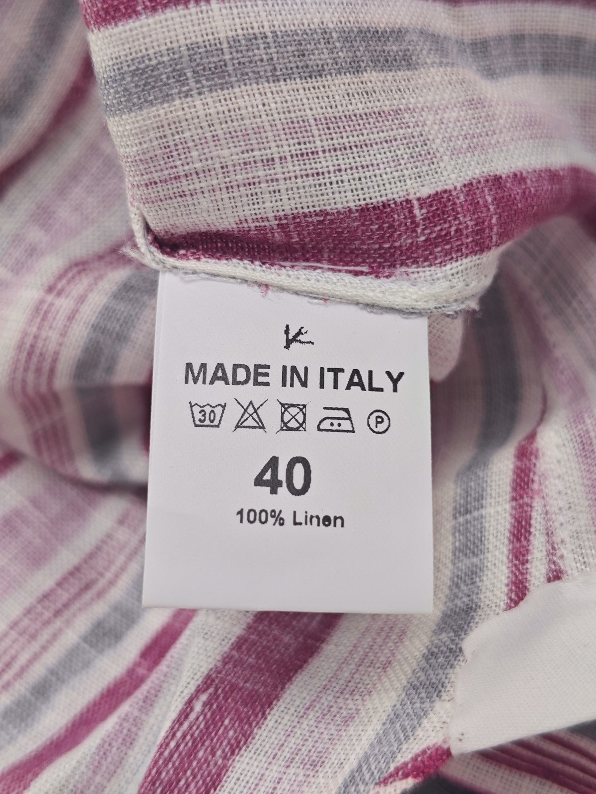 765$ ISAIA NAPOLI "Mix" Purple Dress Shirt Hand-Sewn 100% Linen 15.75 - 40