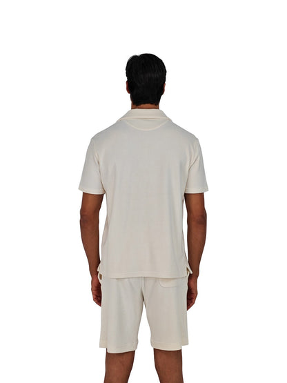 $1250 ISAIA NAPOLI Ivory Terry Short Tracksuit Cotton Silk Size M
