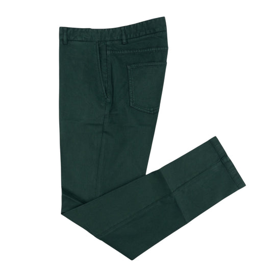 850$ ISAIA NAPOLI Dark Green Chino 5 Pocket Pant Cashmere Cotton Slim Fit