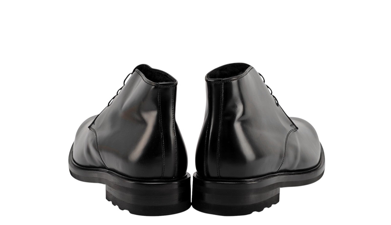 1450$ TESTONI Black Desert Boot Shoes Calf + Fur Lining  8 UK / 9 US / 42 IT