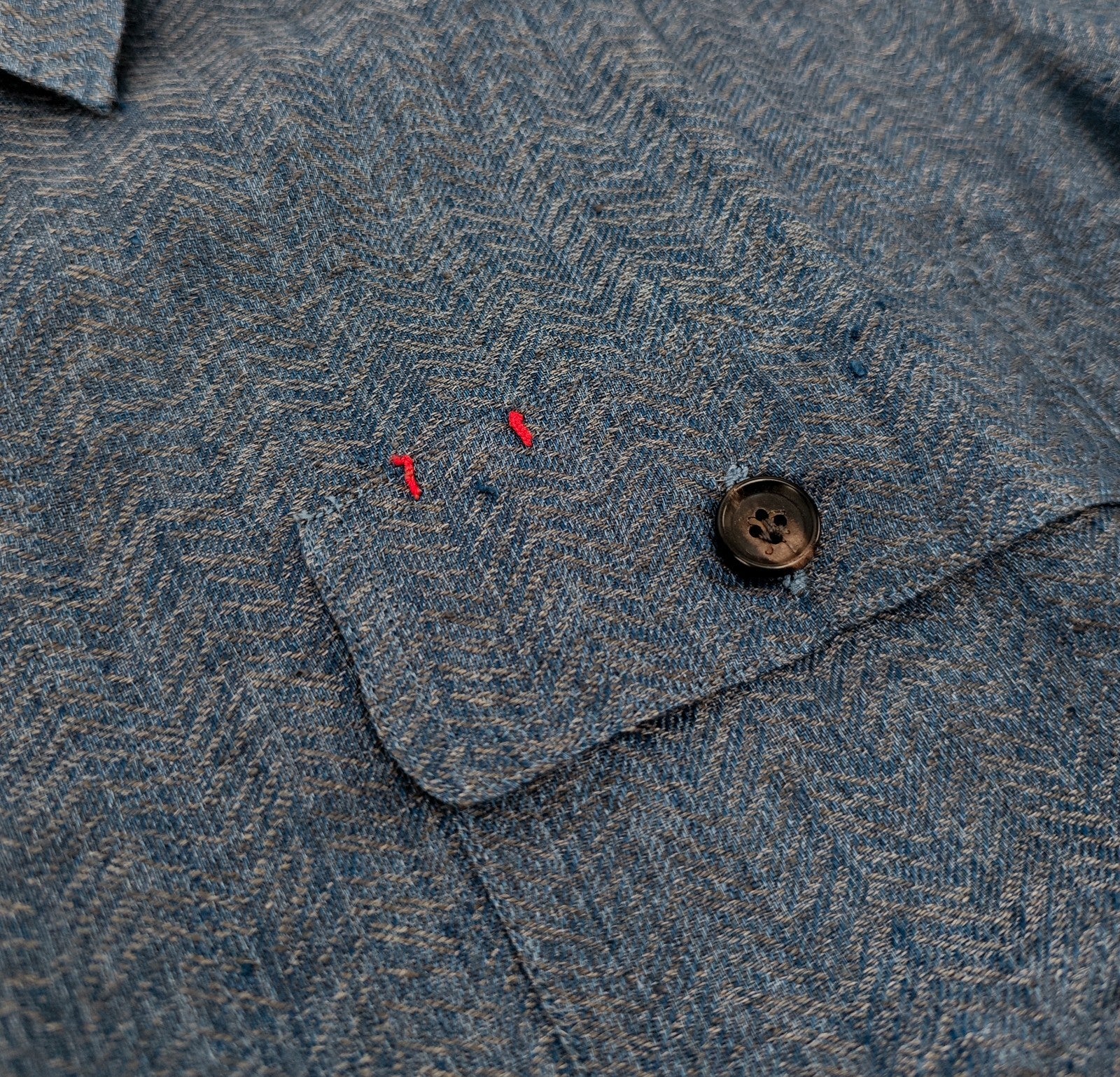 $1550 ISAIA Blue Hand-Sewn Overshirt Jacket 100% Linen Herringbone Size M