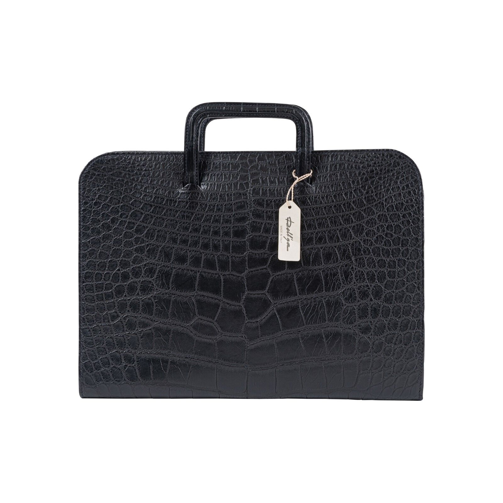 $8K LUXURY DELL'GA MILANO Handmade Black Briefcase Business Bag Real Crocodile