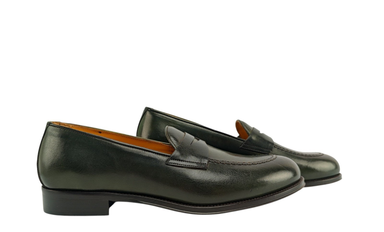 1300$ TESTONI BOLOGNA Loafer Shoes Antique Lux Calf Green 8 UK / 9 US / 42 IT