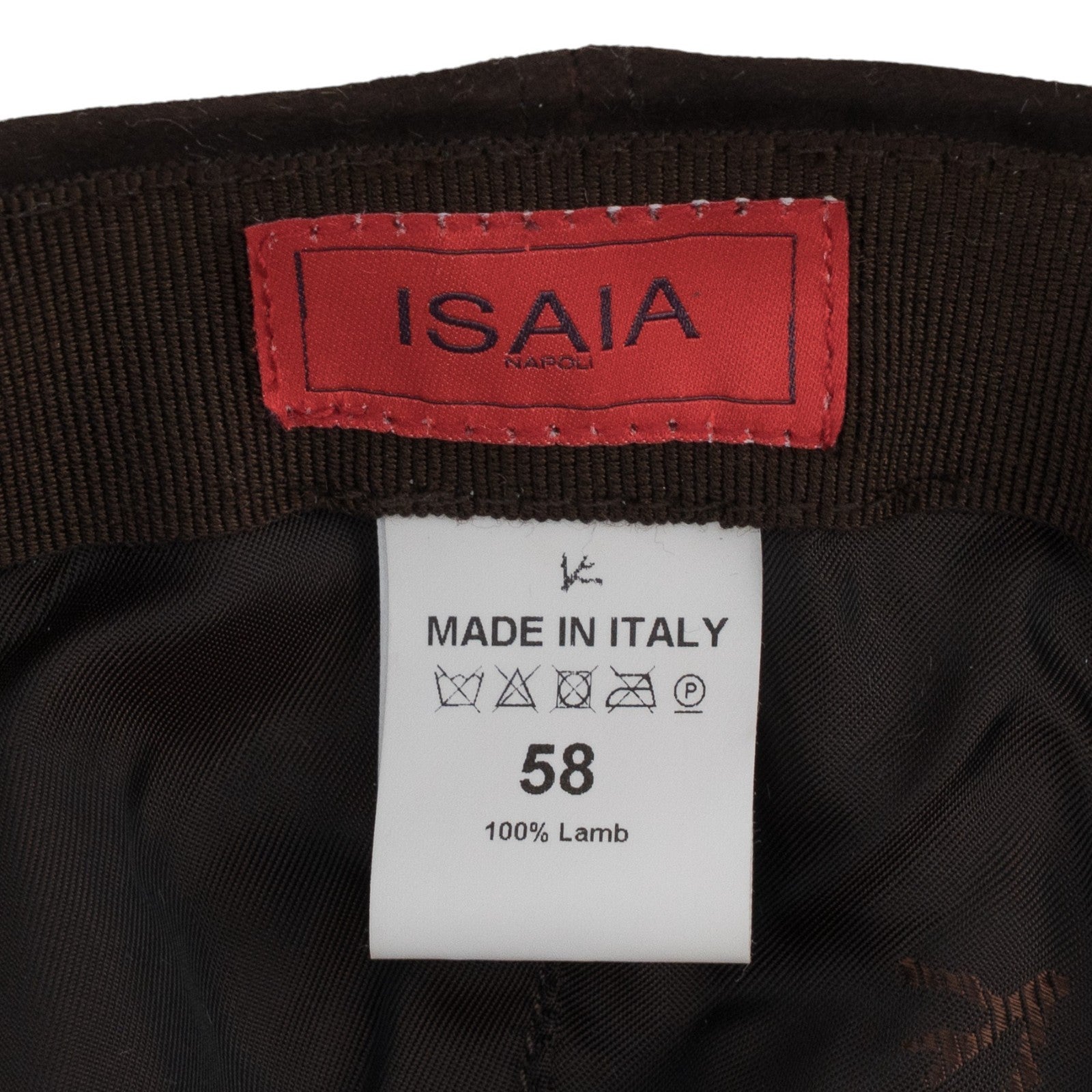 650$ ISAIA NAPOLI Dark Brown 100% Suede Leather 6-Panel Baseball Cap - Size 58