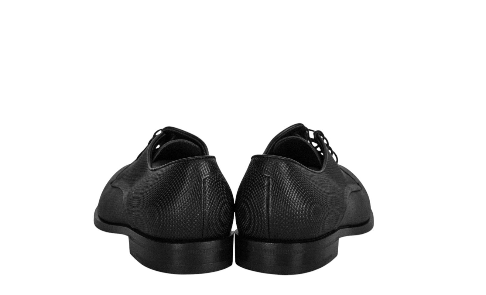 1120$ GIORGIO ARMANI Derby Shoes Black Textured Leather 5 UK  6 US  39 IT