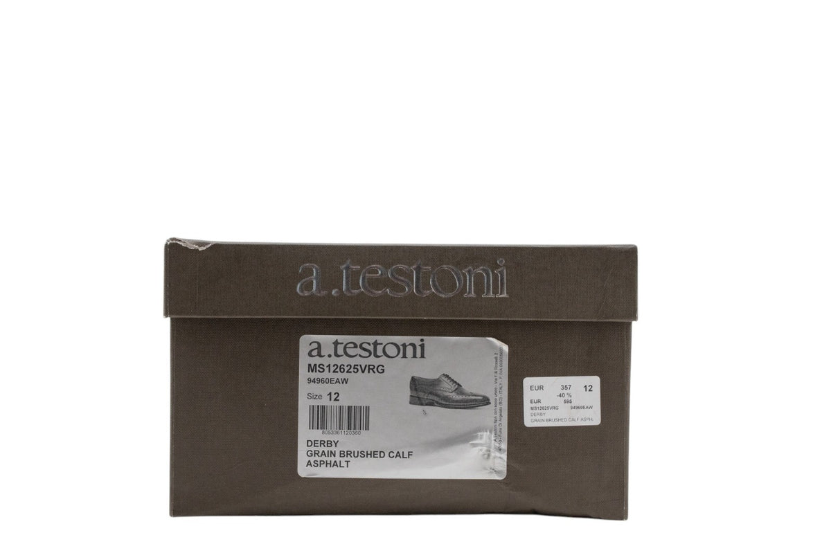 1450$ TESTONI Bolognese Construction Derby Shoes Calf Asphalt 12 UK 13 US  44 IT