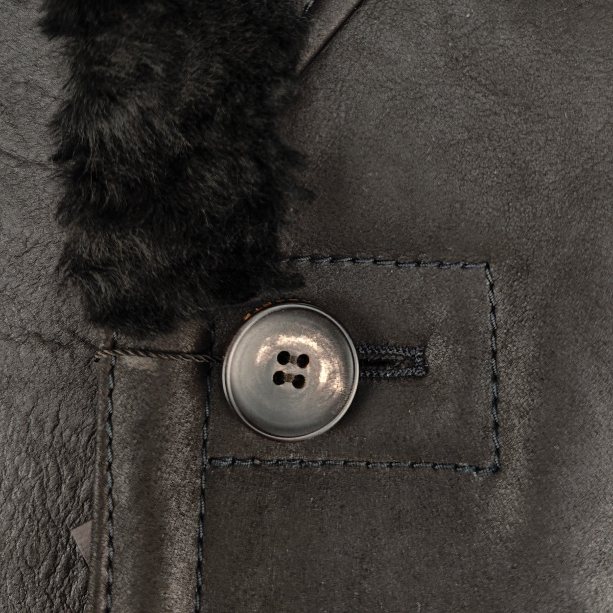 4500$ HETTABRETZ Black Shearling Leather Coat Nappa Made Italy 38 US / 48 IT