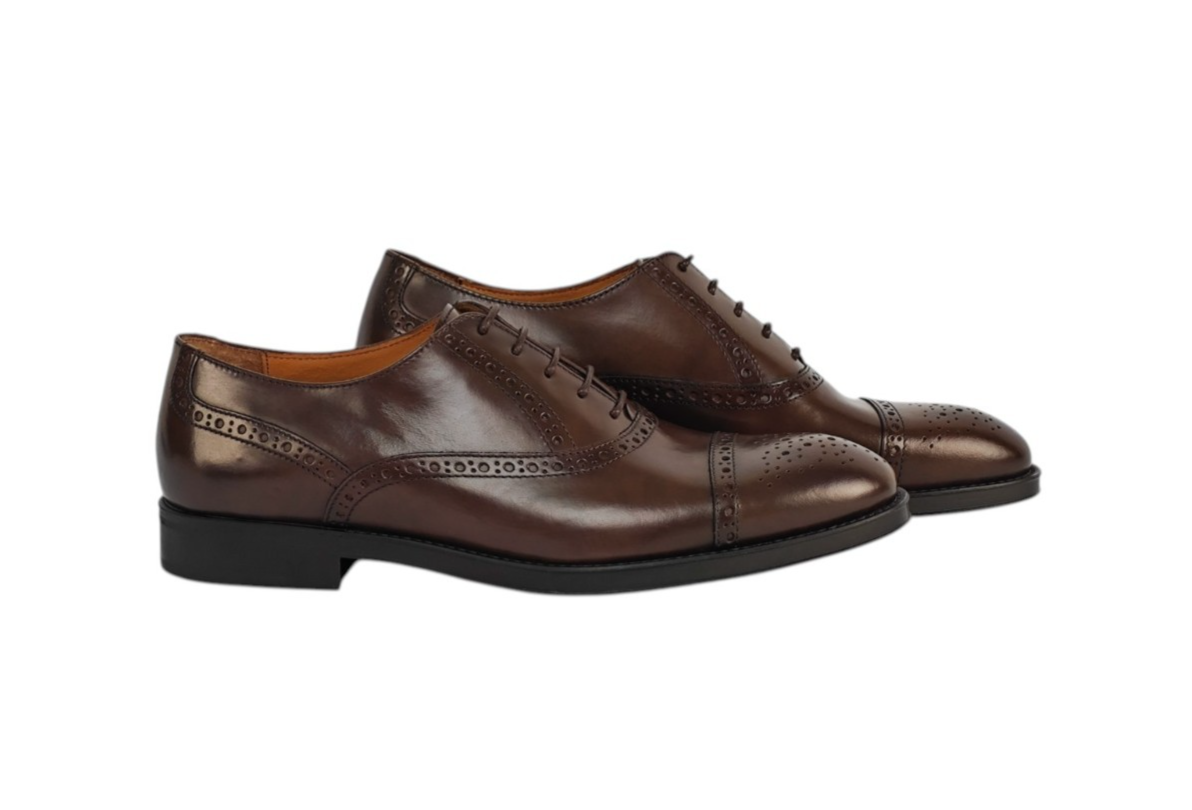 950$ TESTONI 1929 Oxford Shoes Brogue Burnished Calf Brown 7 UK / 8 US / 41 IT