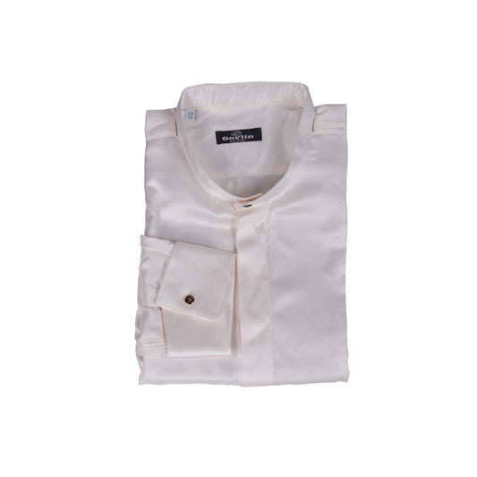 1400$ LUXURY GERLIN Korean Shirt White 100% Silk Satin 17.5 - 44  BIJAN