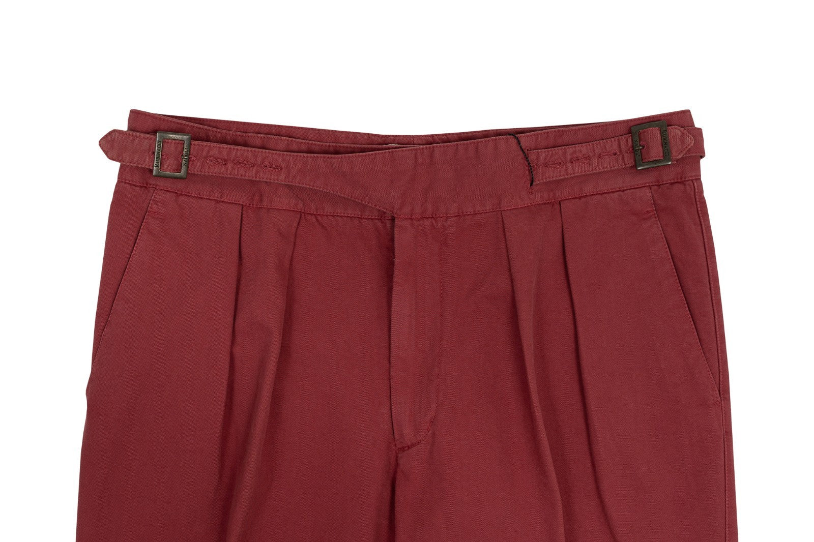 625$ RUBINACCI NAPOLI "Manny" Wine Cotton High Rise Trouser Pant Gurkha