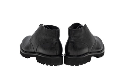 1450$ TESTONI "Custoza" Desert Boot Deer + Fur Lining Calf Black 8 UK 9 US 42 IT
