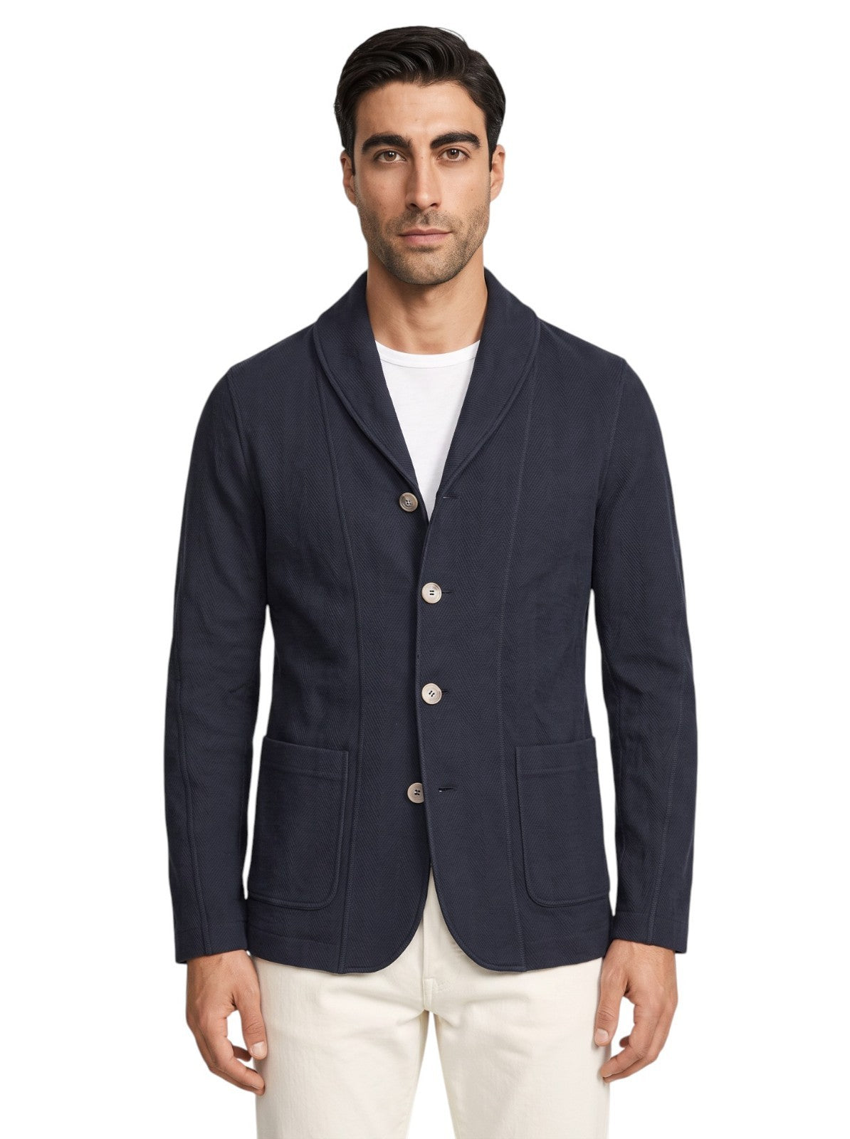 1790$ GIORGIO ARMANI Cardigan Jacket Wool Cotton Blend Chevron 38 US / 48 IT