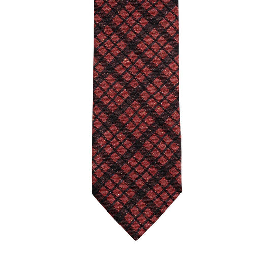 $290 ITALO FERRETTI Tie Check Red 100% Wool Handmade in Italy BIJAN