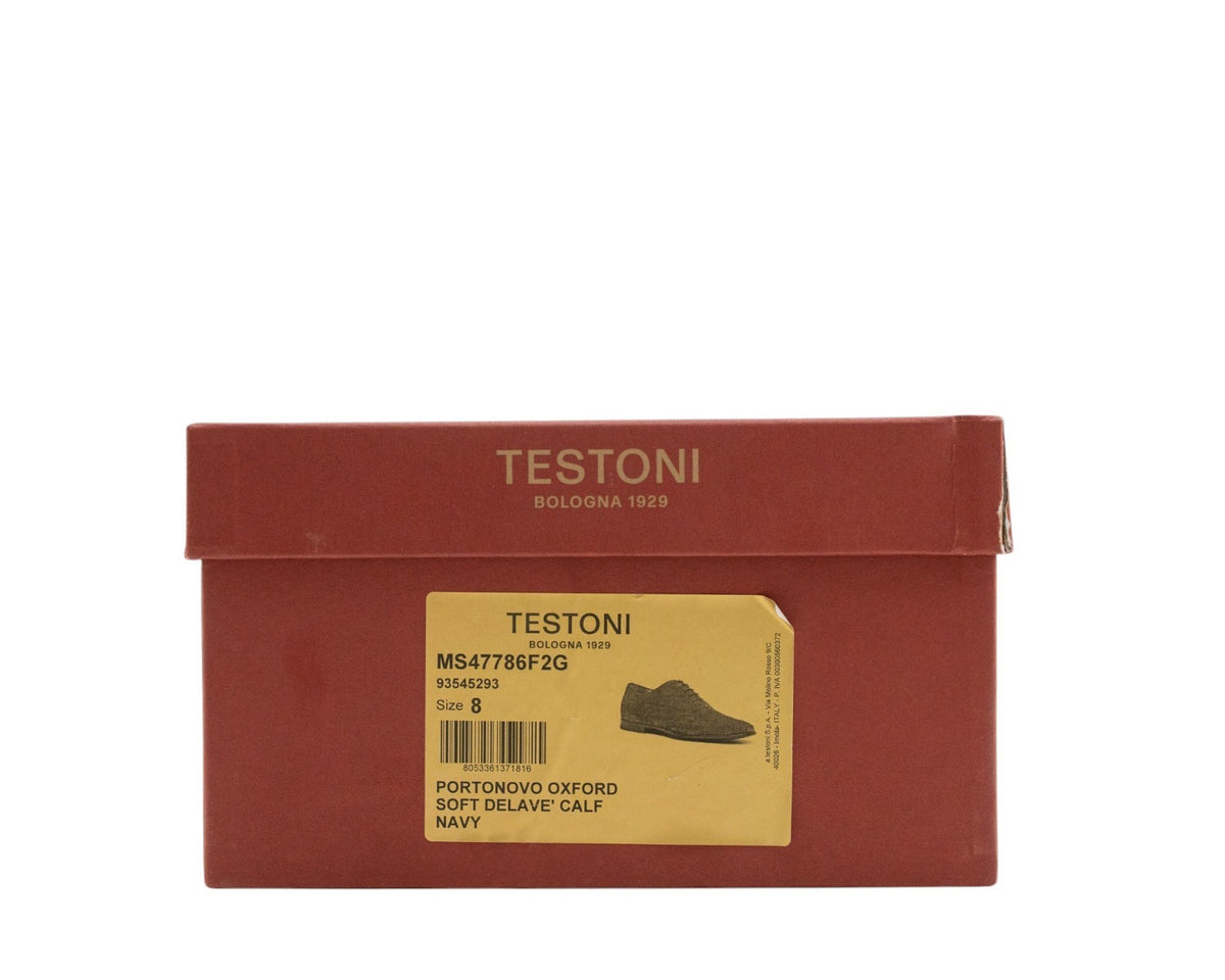 1200$ TESTONI "Portonovo" Derby Shoes Soft Calf Blue 10 UK / 11 US / 44 IT