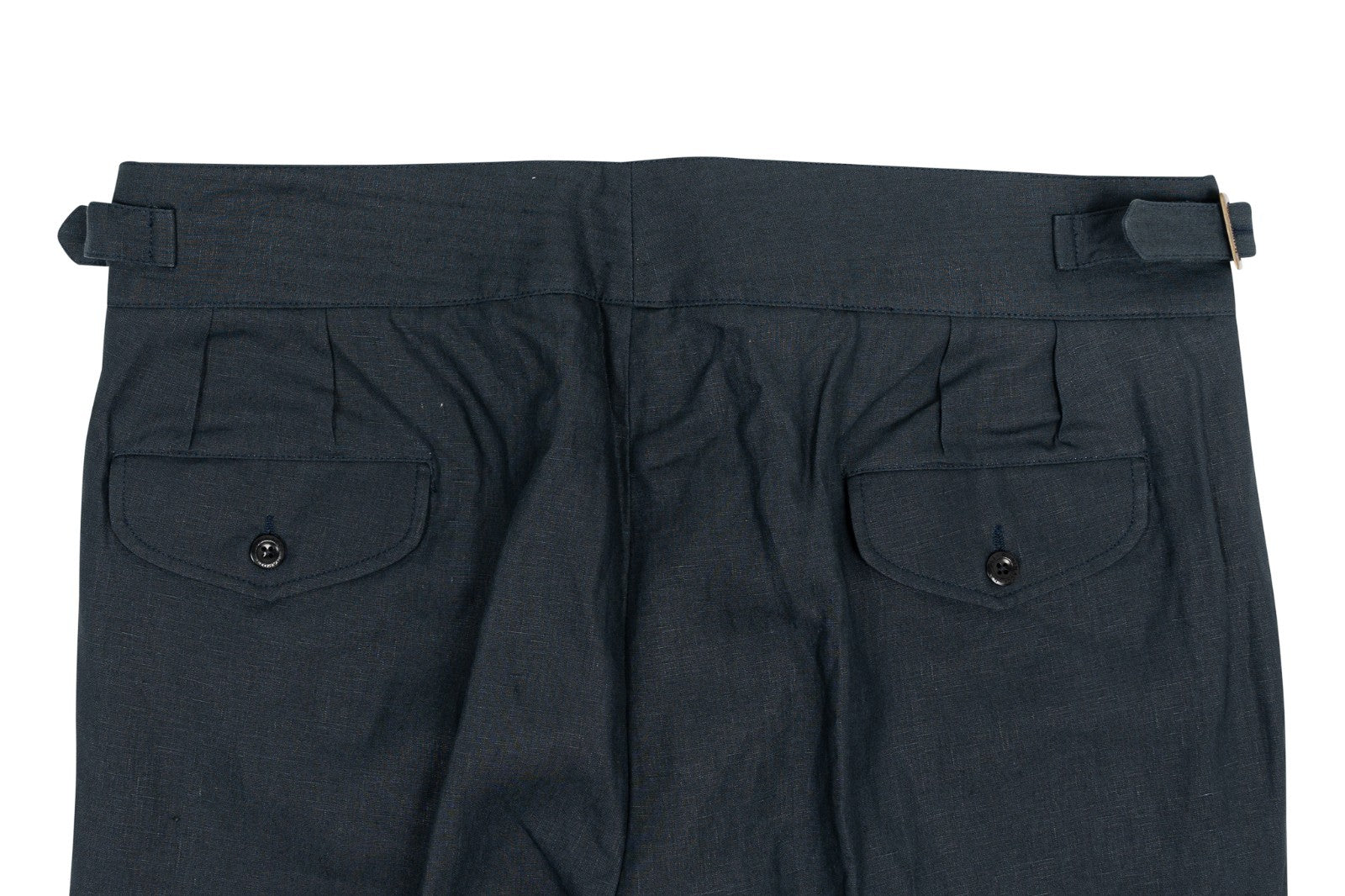 670$ RUBINACCI NAPOLI "Manny" Dark Blue High Rise Pant 100% Linen 38 US / 54 EU