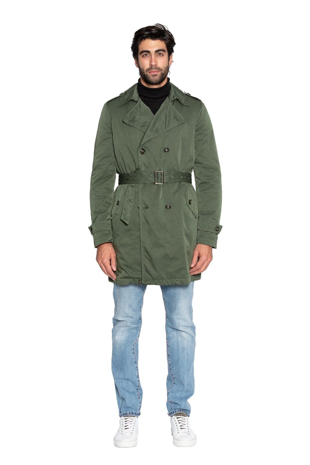 750$ M.I.D.A TOKYO-FIRENZE Trench Coat Parka Padded Miltary Green Made in Italy