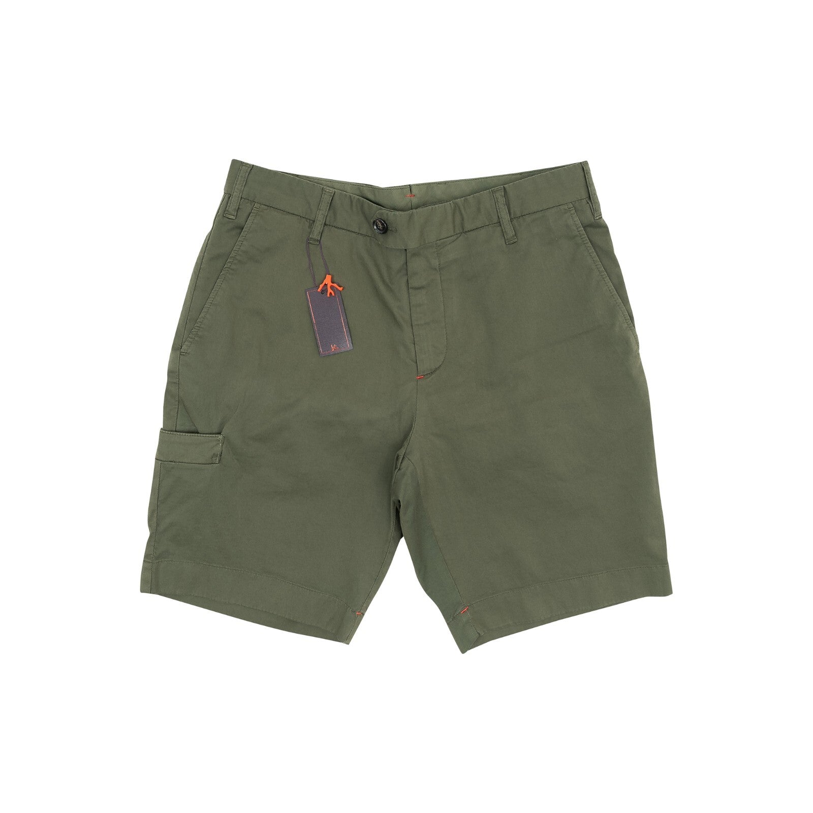 850$ ISAIA NAPOLI "Comfort" Military Green Cargo Short Pant Cotton 32 US / 48 EU
