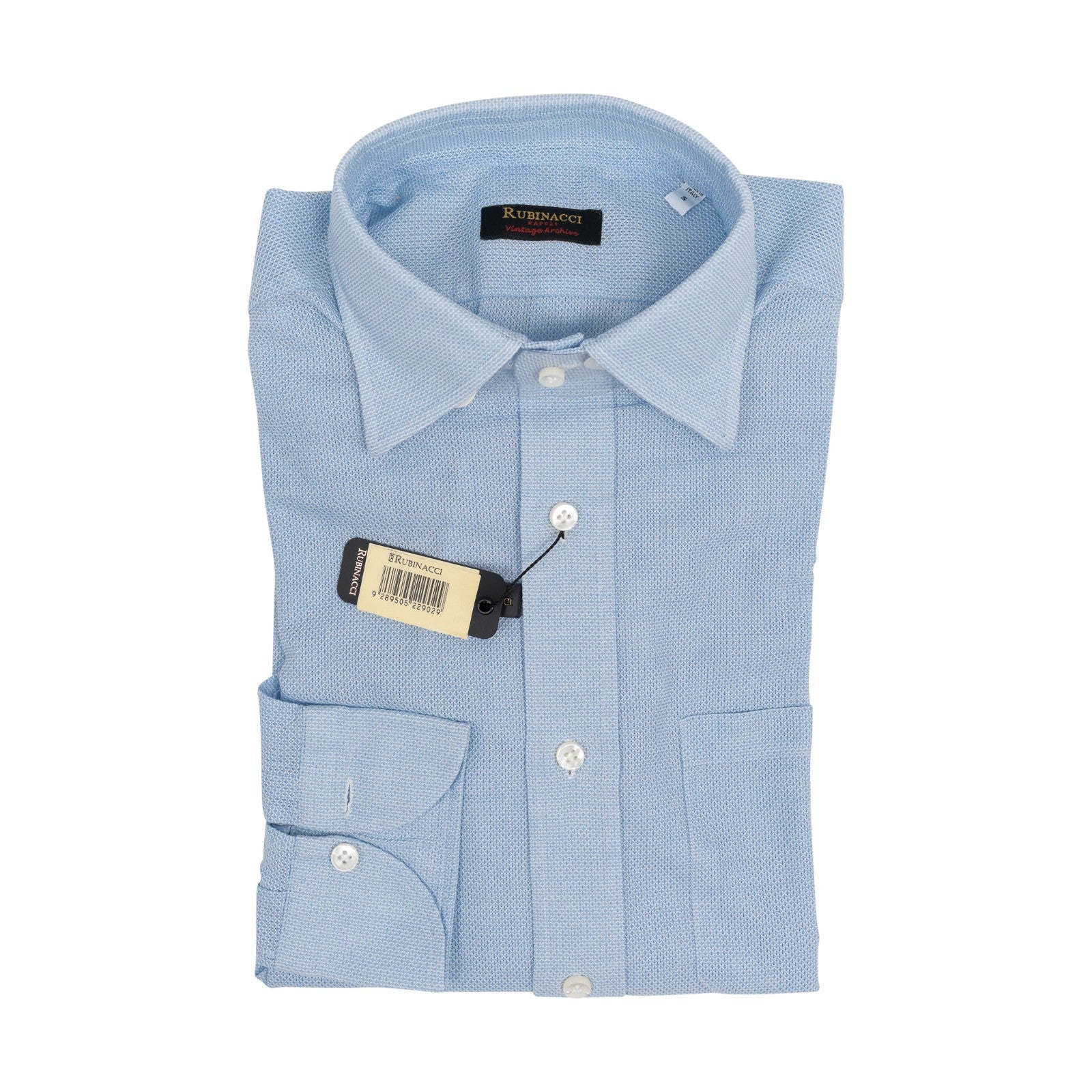 650$ RUBINACCI NAPOLI "Vintage Archive" Blue Hand-Sewn Shirt Cotton Size S