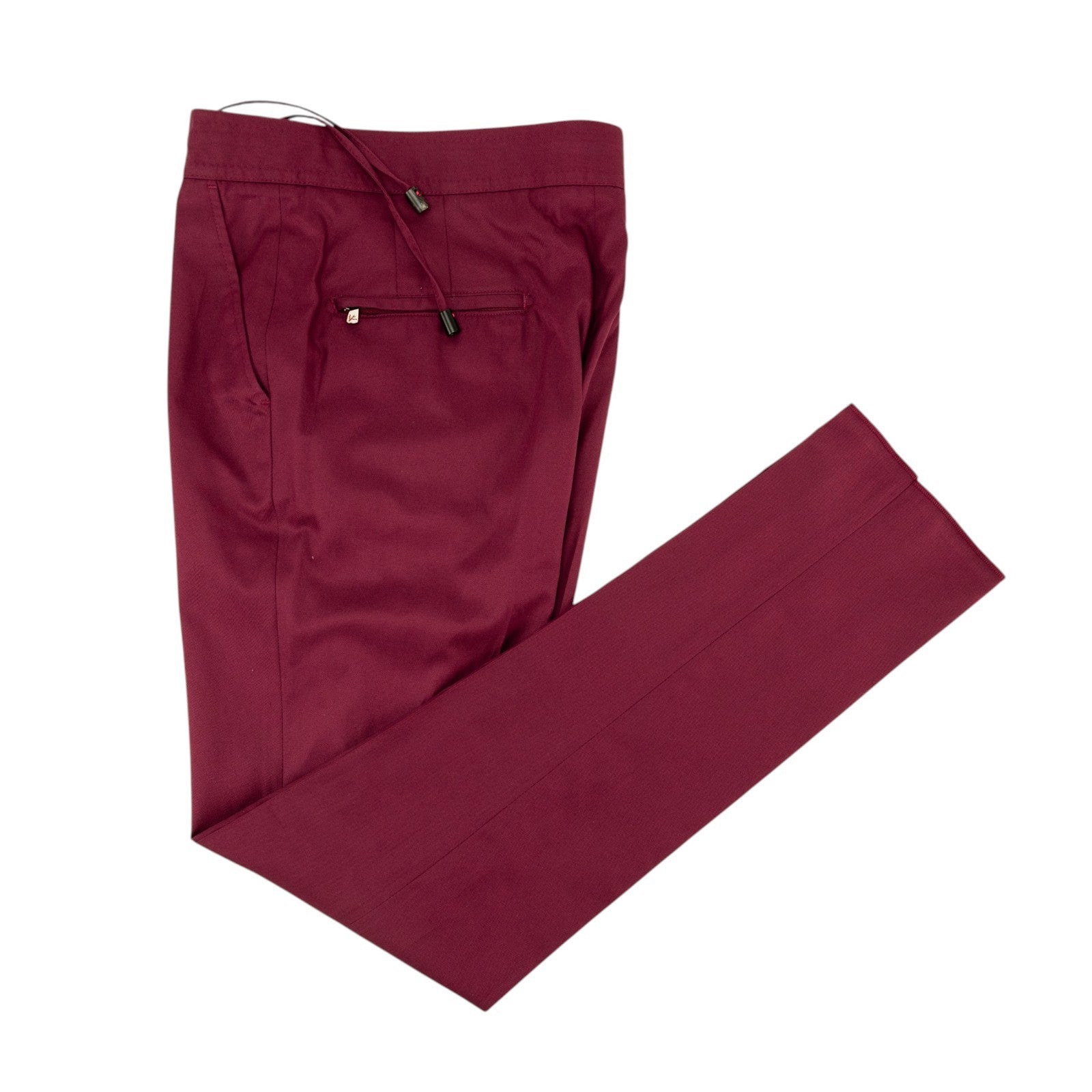 1650$ ISAIA Wine Tapered Dress Drawstring Pant Fine Cotton 32 US / 48 EU R