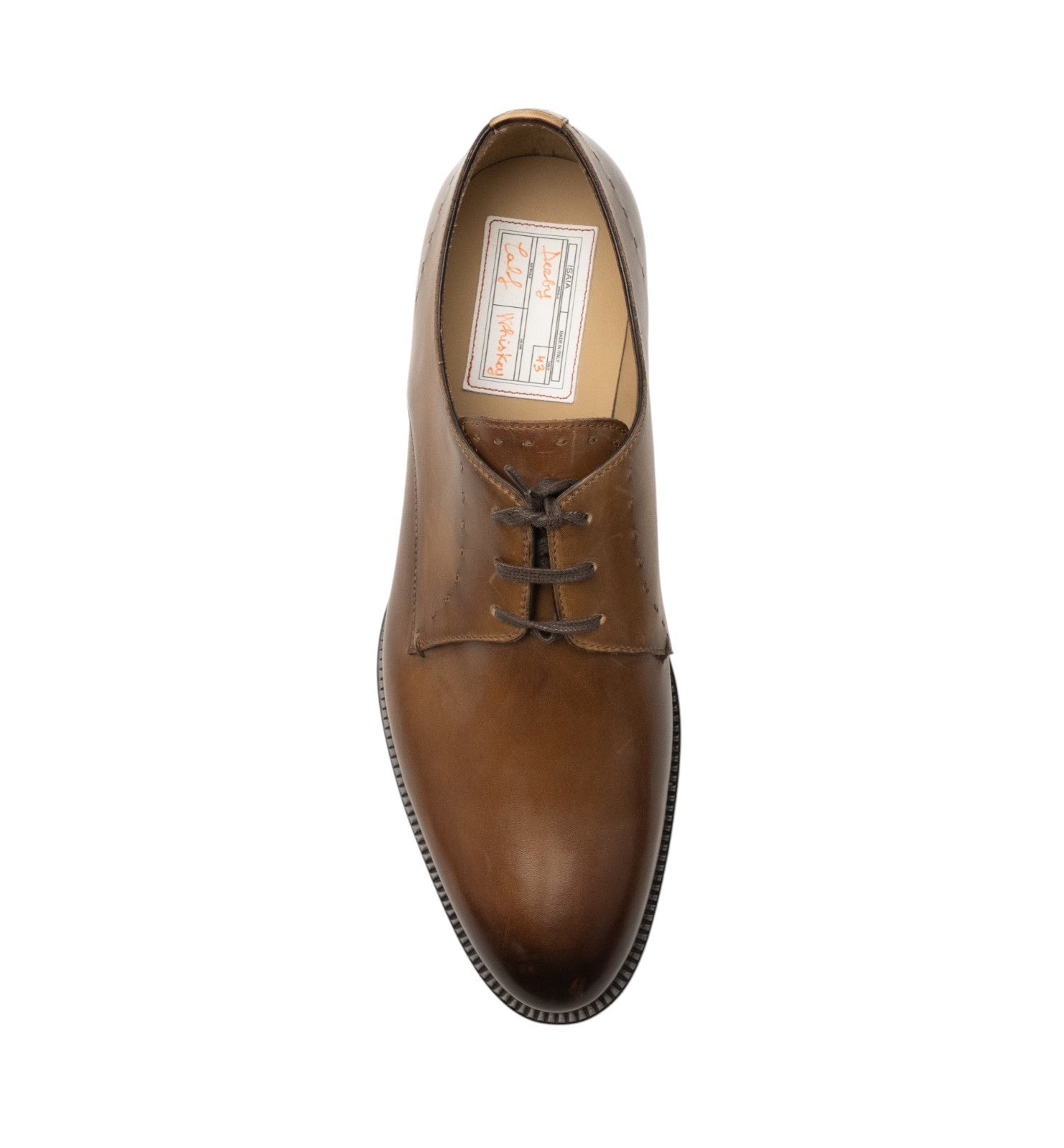 ISAIA NAPOLI Whiskey Derby Shoes Calf Leather Handmade 9 UK / 10 US / 43 IT