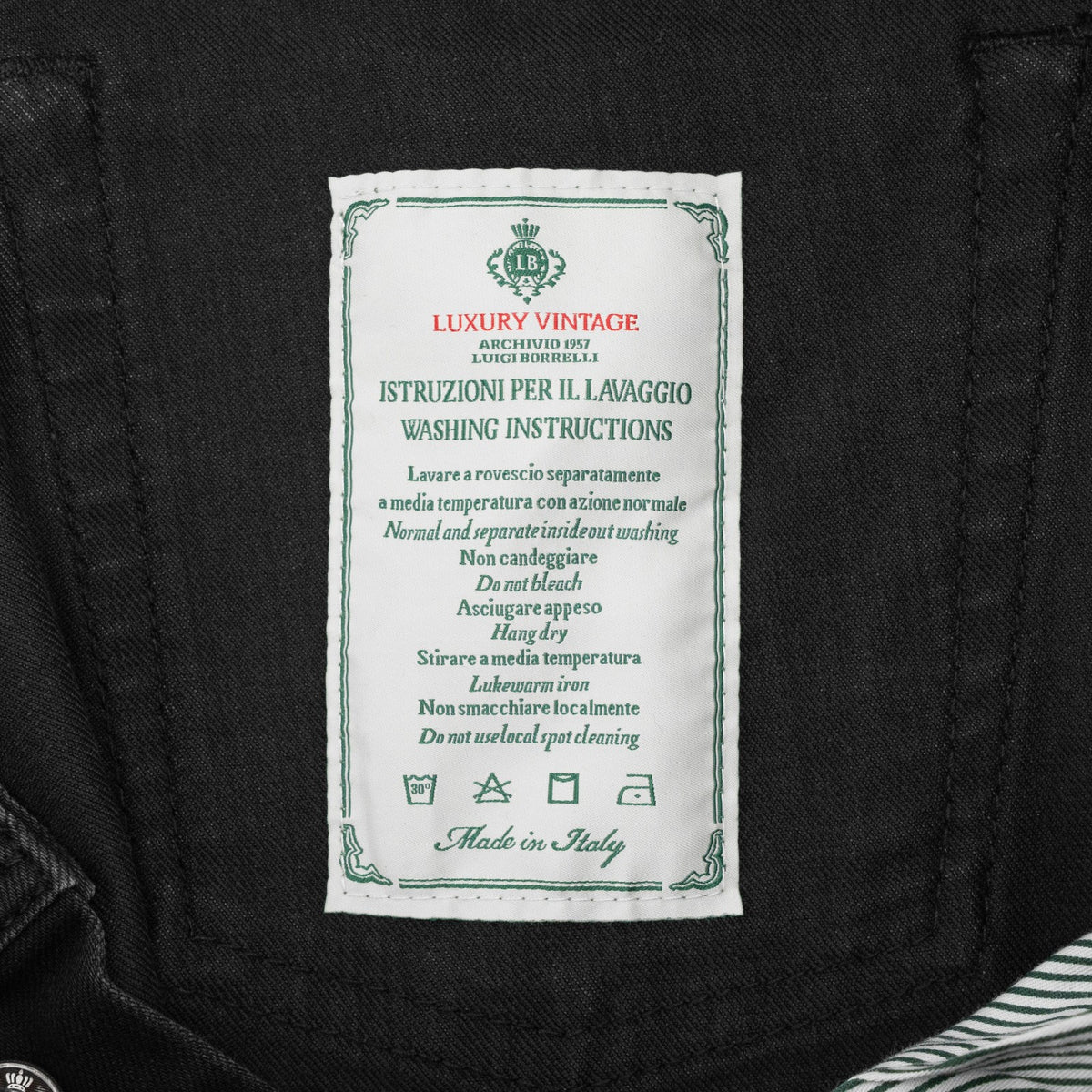 415$ LUIGI BORRELLI NAPOLI Charcoal 5 Pocket Jeans 35 US / 51 EU - Made in Italy