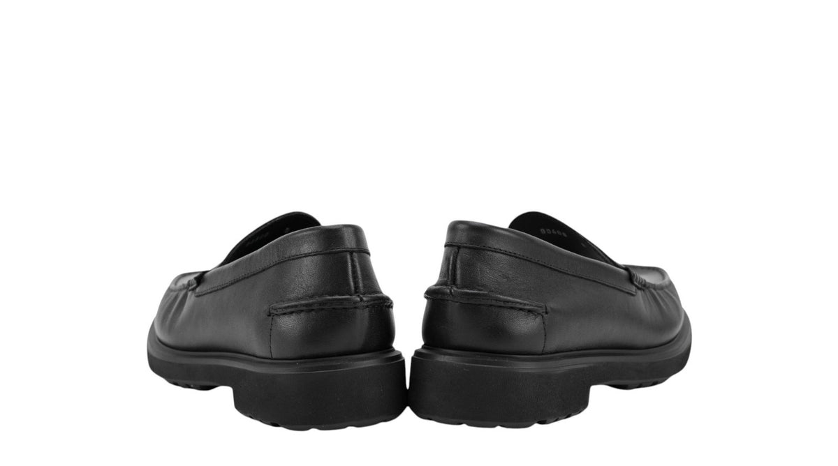 1250$ TESTONI Mocs Loafer Shoes Calf Black + Dark Metal 8 UK / 9 US / 42 IT