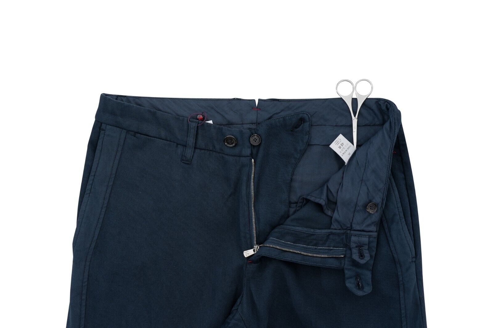 690$ ISAIA NAPOLI Dark Blue Chino Trousers Pant Cotton / Cashmere 32 US / 48 EU