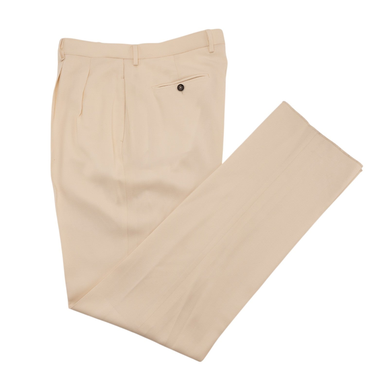 1450$ ISAIA NAPOLI Tapered Dress Pant Pleated Wool Cream 32 US / 48 EU R
