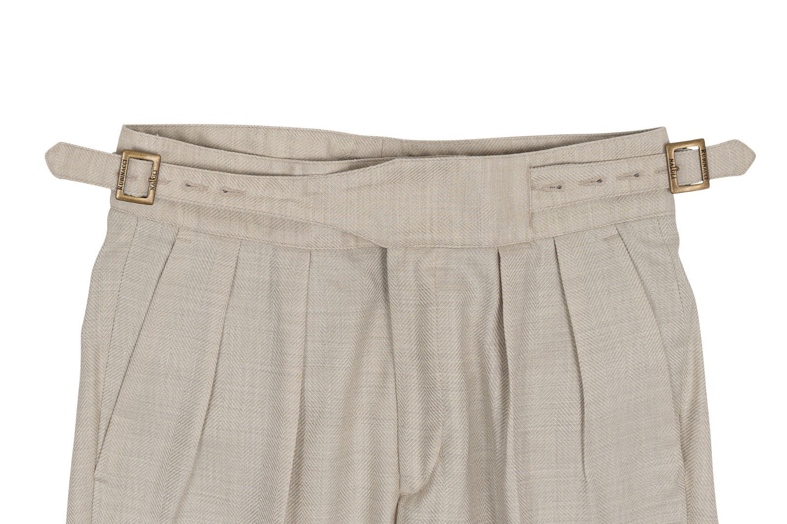 670$ RUBINACCI NAPOLI "Manny" Ivory High Rise Pant Wool Silk Linen 28 US / 44 EU