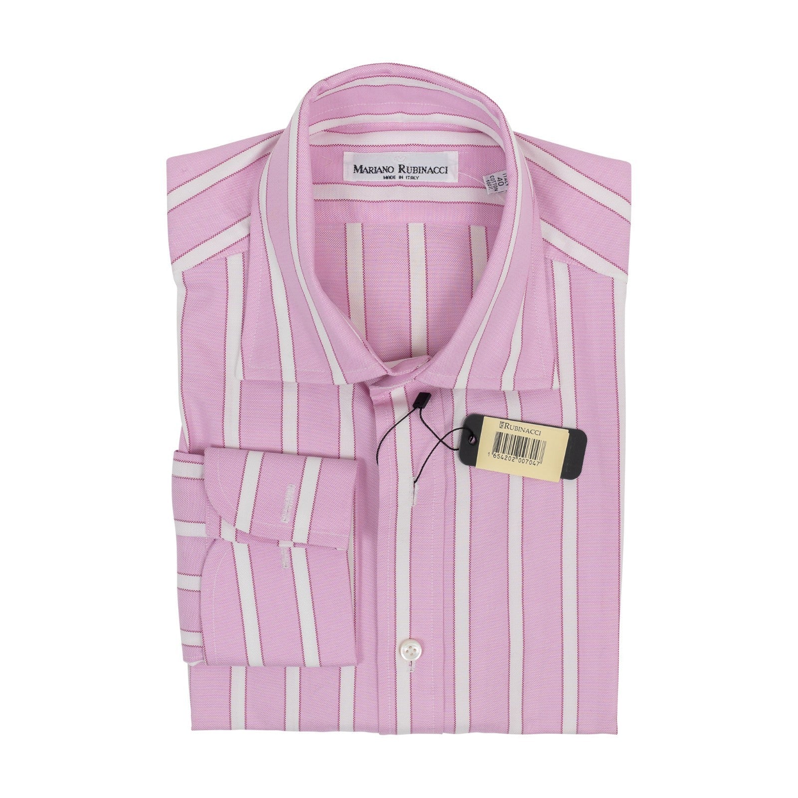 520$ RUBINACCI NAPOLI Pink Striped Hand-Sewn Shirt Classic Fit  15.75 - 40  3F