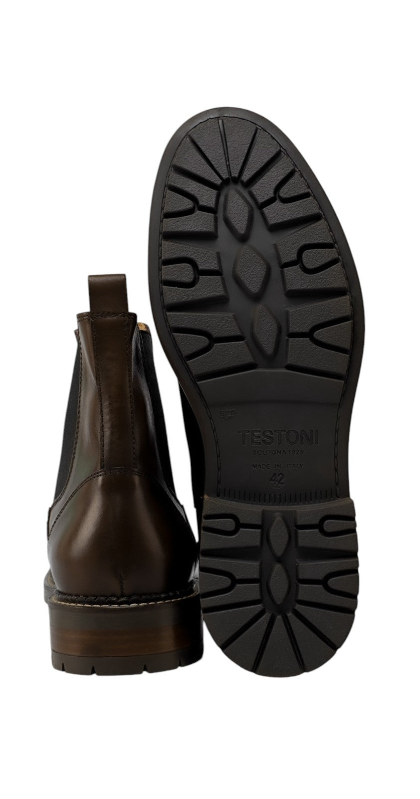 1500$ TESTONI Chelsea Boot Shoes Antique Calf Cigar 8 UK / 9 US / 42 IT