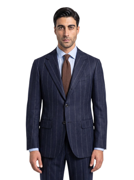 Sartoria DALCUORE NAPOLI Total Hand-Sewn Suit Flannel Wool Blue 40 US / 50 EU