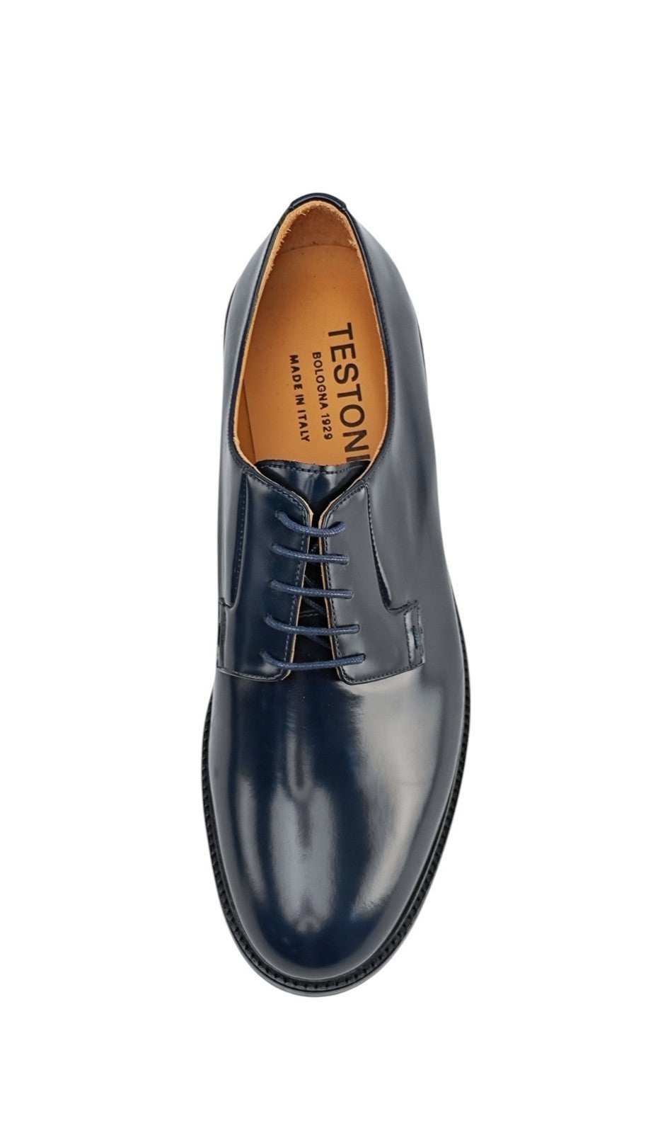 1200$ TESTONI "Vietri" Derby Shoes Brush Off Calf Navy 8 UK / 9 US / 42 IT