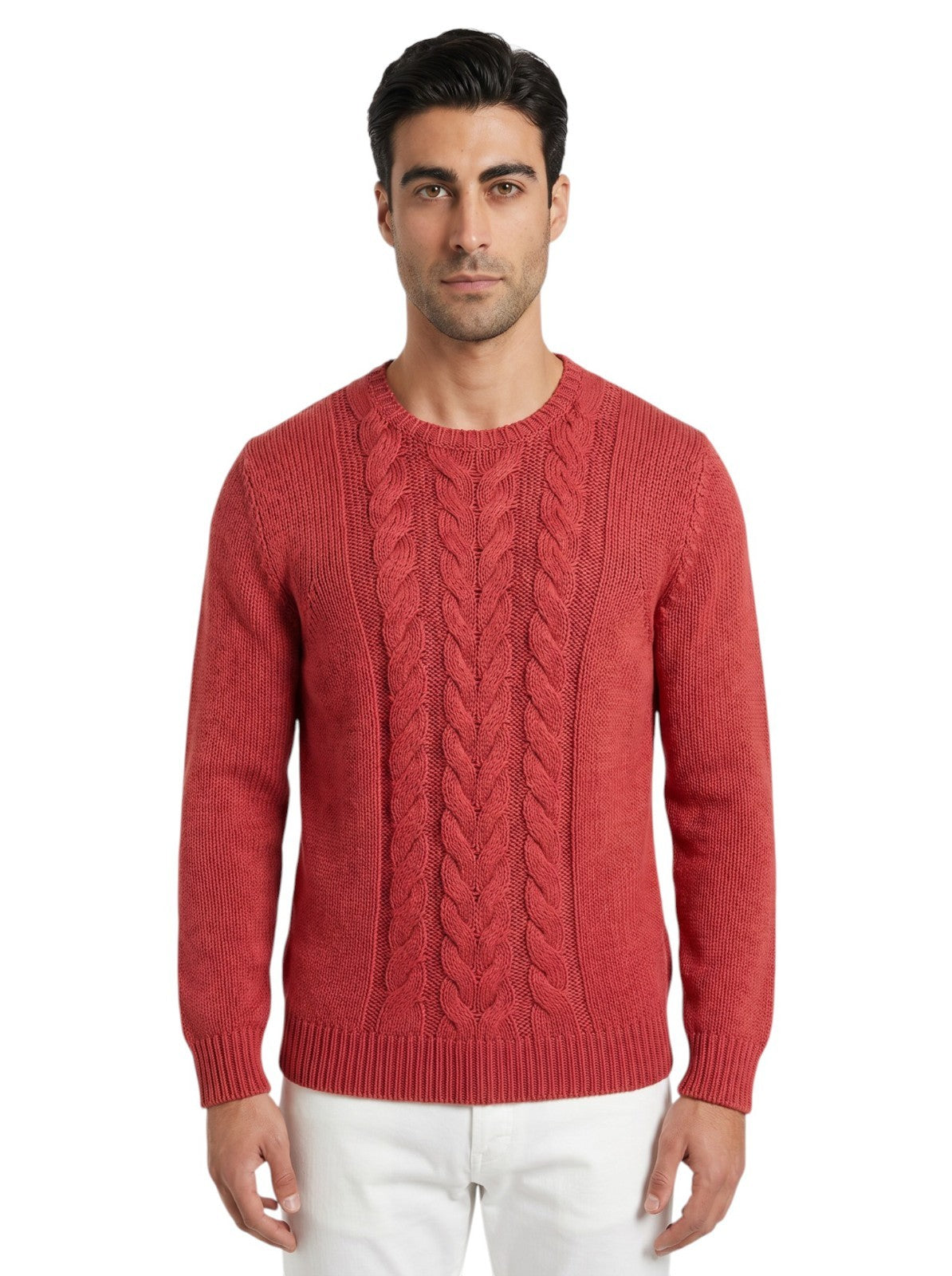 1750$ ISAIA NAPOLI Coral Red Sweater Woven Knit Soft Cotton Silk XL