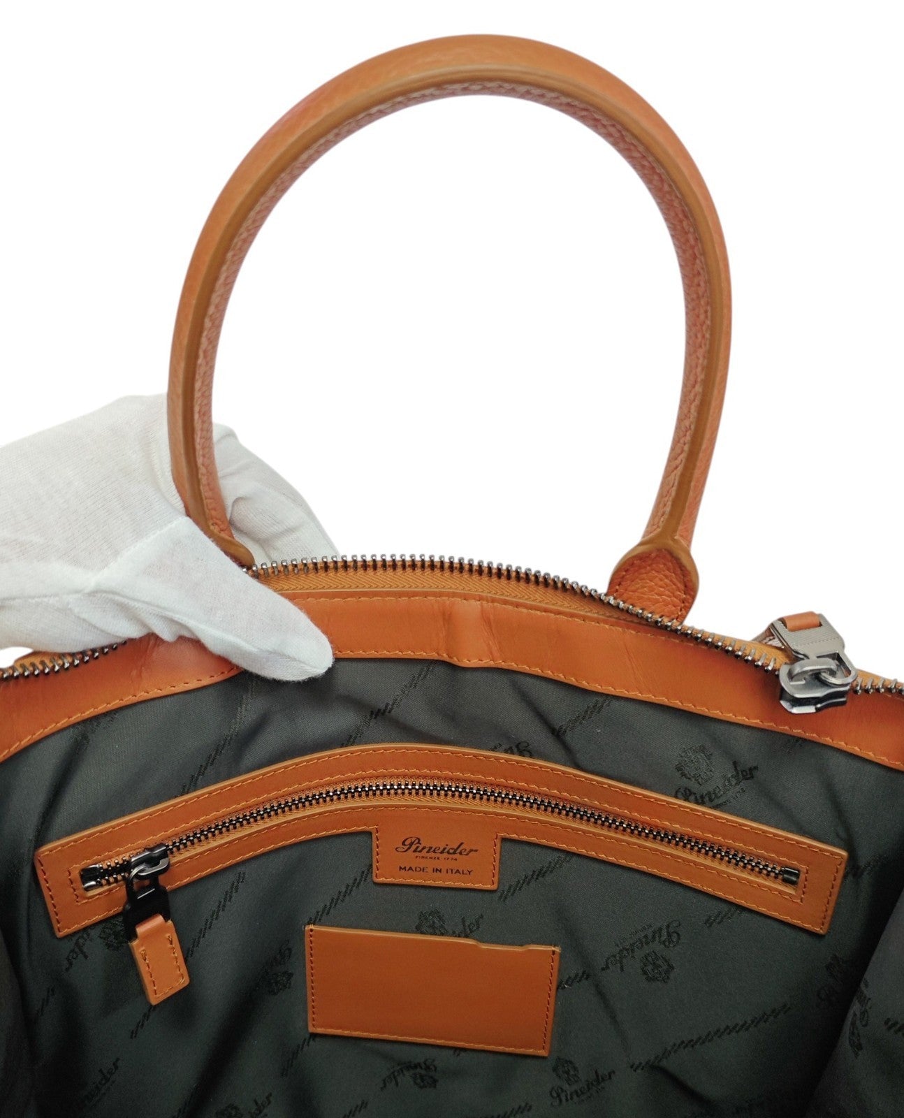 1500$ PINEIDER FIRENZE "Bottolato" PC Briefcase Shopping Tote Bag Grain Calf Rum