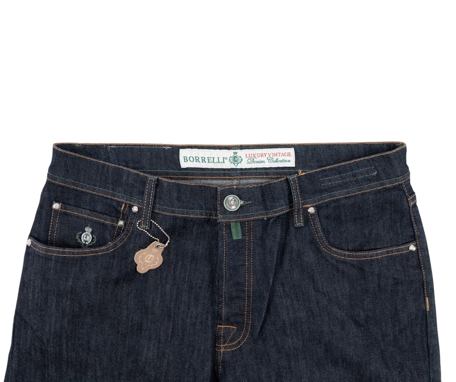 415$ LUIGI BORRELLI NAPOLI Dark Blue Denim Jeans Pant Raw Cotton 37 US / 53 EU