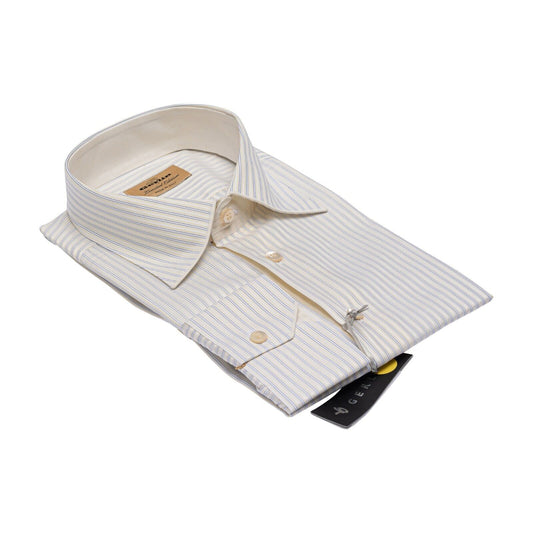 690$ LUXURY GERLIN Shirt Striped Beige ALUMO Cotton 16 - 41 1Q ZILLI