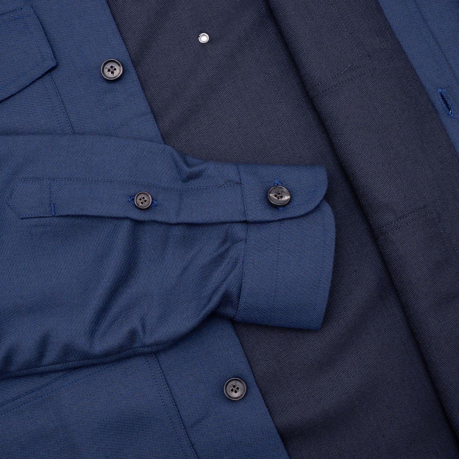 $1850 ISAIA NAPOLI Blue Hand-Sewn Overshirt Jacket Wool - Cashmere  Size M