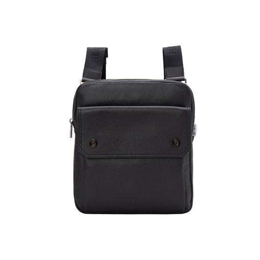 $590 Testoni Bologna Black Calf Clutch Bag with Shoulder Strap + Tablet Case