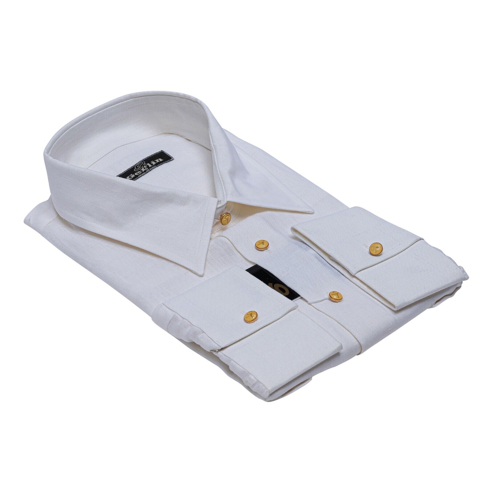 690$ LUXURY GERLIN Shirt White 100% FIne Egyptian Linen 5D