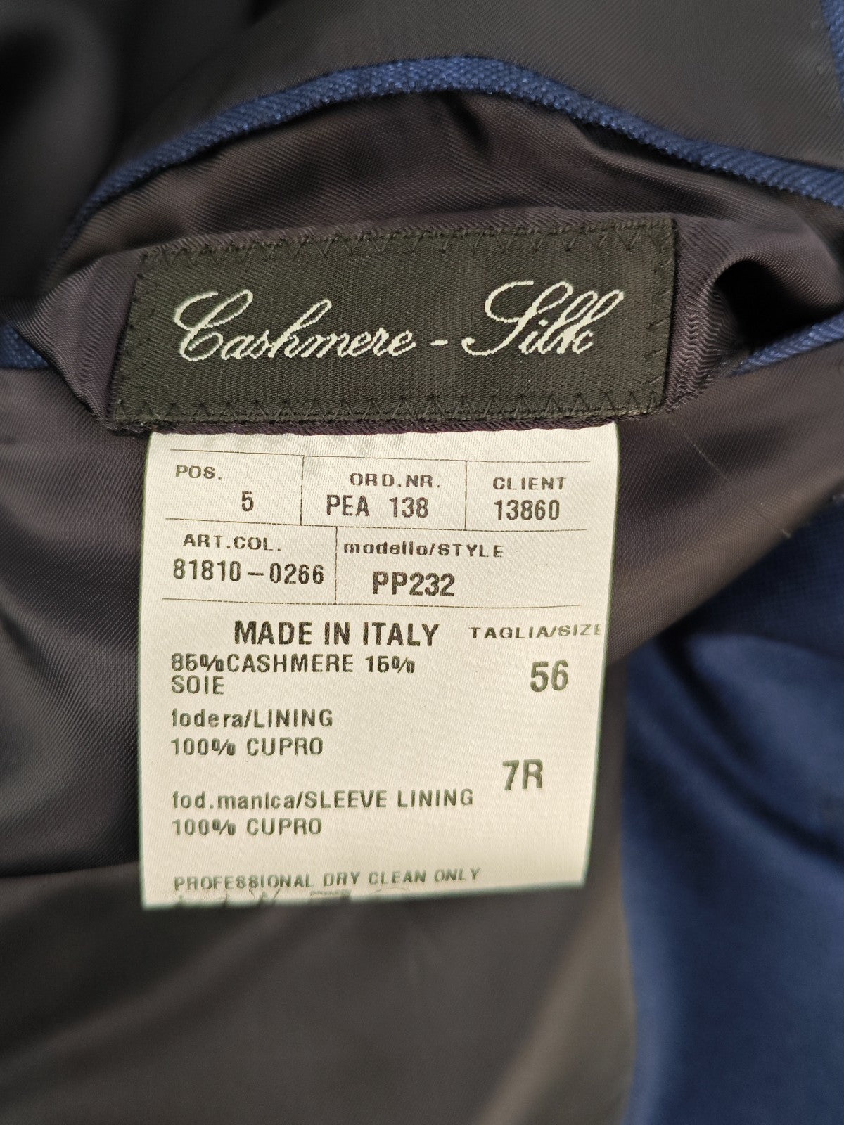 1800$ RAFFAELE CARUSO Blue 3/2 Roll Jacket Sport Coat Cashmere Silk 46 US 56 IT