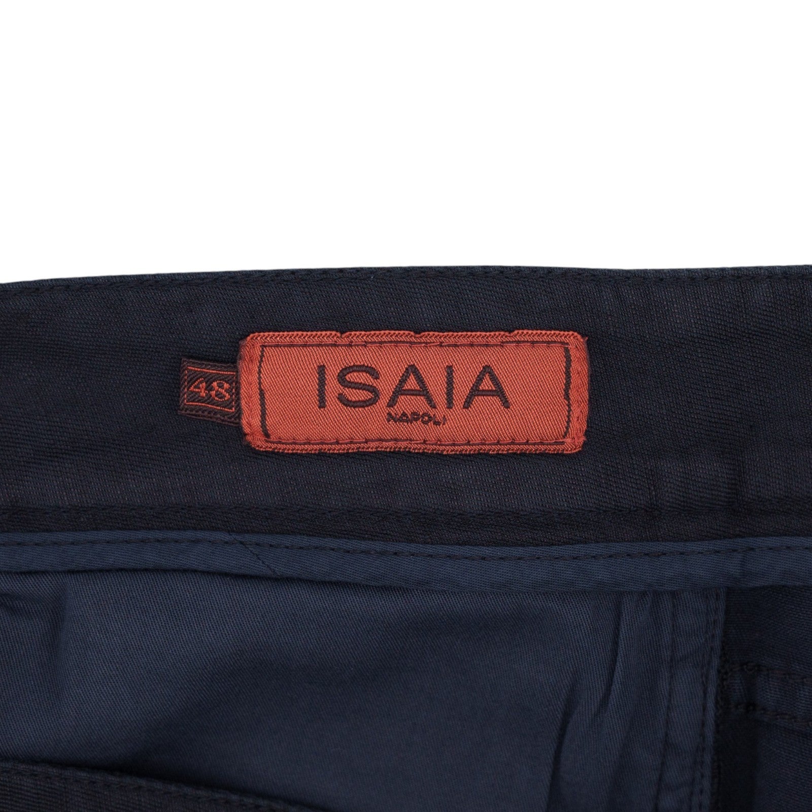 725$ ISAIA NAPOLI Blue Navy 5 Pocket Pant Trouser Cotton - Linen 32 US / 48 EU