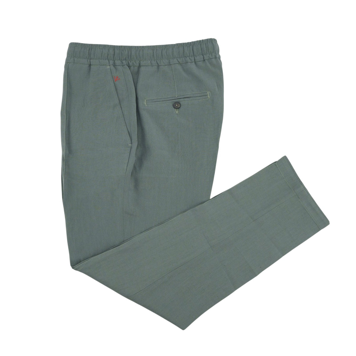 1300$ ISAIA NAPOLI Sage Green Drawstring Pant Wool - Linen 36 US / 52 EU