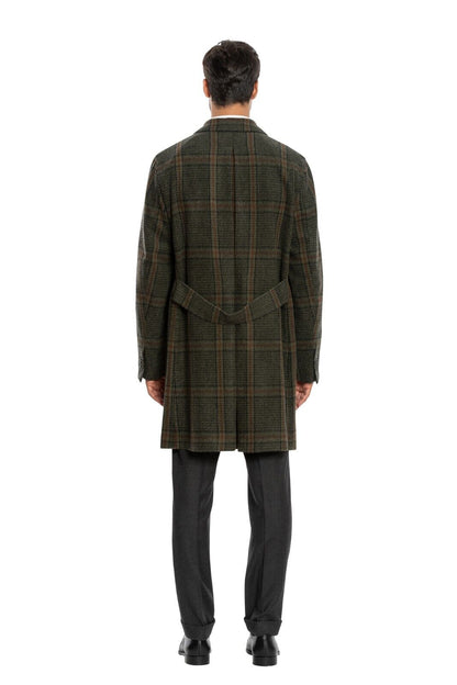 $1850 BOGLIOLI MILANO Checks Dark Green Coat Flannel Wool 38 US / 48 EU