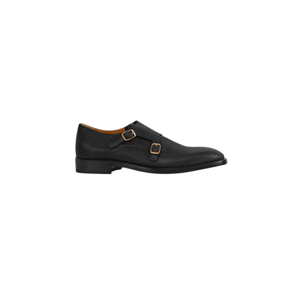 1250$ TESTONI Black Double Monk Shoes Saffiano Soft Calf 8 UK / 9 US / 42 IT