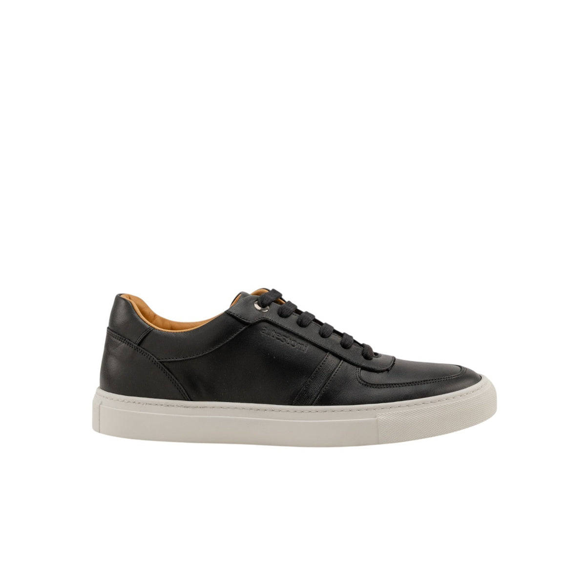 950$ TESTONI BOLOGNA Sneaker Napa Calf + Saffiano Calf Black 8 UK/  9 US / 42 IT