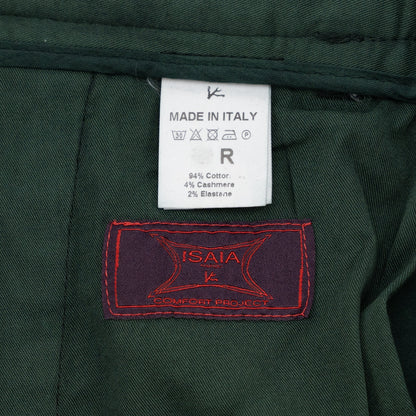 850$ ISAIA NAPOLI Dark Green Chino 5 Pocket Pant Cashmere Cotton Slim Fit