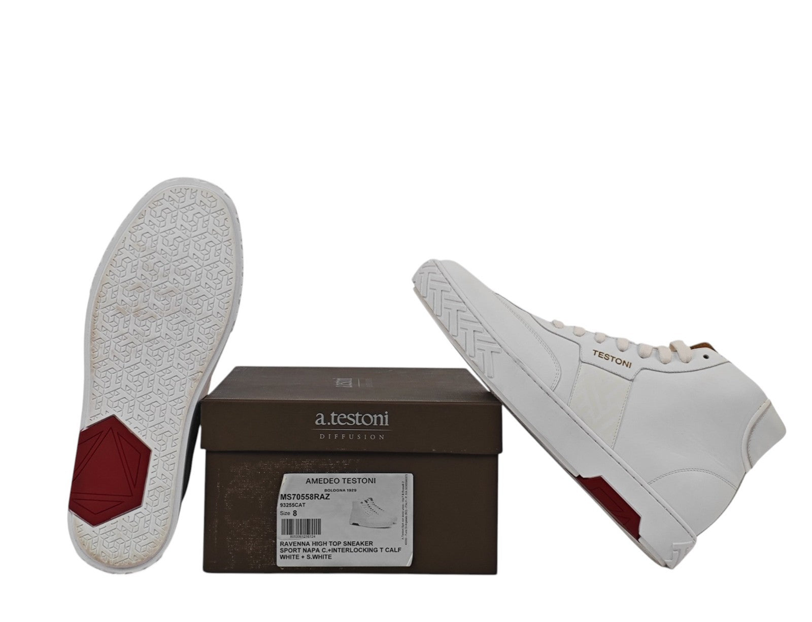 1100$ TESTONI Ravenna High Top Sneaker Nappa Leather 8 UK / 9  US / 42 IT