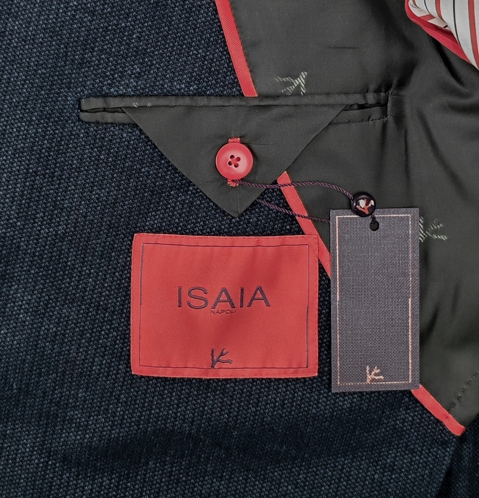$5120 ISAIA "Capri" Blue Double Breasted Sport Coat Linen Cotton  40 US 50 EU 7R